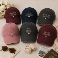Personalized Couple Embroidered Hat, Custom Mr and Mrs Matching Caps, Honeymoon Travel Cap, Newlywed Gift for Couples, Honeymoon Gift
