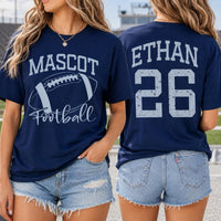 Personalized Football Mascot Shirt, Custom Player Name Number Tee, Team Tee, Game Day Football Apparel, Custom Team Gift, Front Back