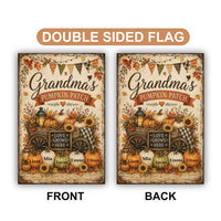 Personalized Grandma Pumpkin Patch Garden Flag, 12x18 Double Sided Yard Flag, Fall Garden Decor, Grandkids Name Porch Decor, Autumn Gift
