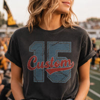 Personalized School Mascot Shirt, Custom Team Name Tee, Vintage Varsity Number Spirit Shirt, Game Day Fan Apparel, Custom Team Gift