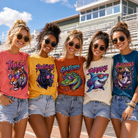 Personalized School Mascot Spirit Shirt, Custom Team Name Tee, Cool Neon Sunglasses Graphic, Game Day Fan Outfit, Gift for Athlete