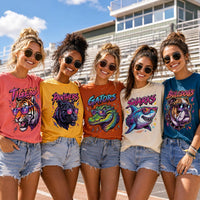 Personalized School Mascot Spirit Shirt, Custom Team Name Tee, Cool Neon Sunglasses Graphic, Game Day Fan Outfit, Gift for Athlete