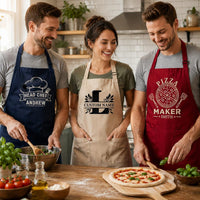 Personalized Chef Embroidered Apron, Custom Name Cooking Apron, Adjustable Apron with Pockets, Professional Cooking Apron, Culinary Gift