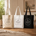 Custom Logo Tote Bag, Personalized Small Business Canvas Tote, Branded Company Shopping Bag, Reusable Grocery Tote, Reusable Bag Gift