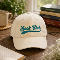 Book Club Embroidered Hat, Book Lover Reading Group Baseball Cap, Low Profile Dad Hat, Literary Reader Birthday Gift, Everyday Cap Gift