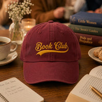 Book Club Embroidered Hat, Book Lover Reading Group Baseball Cap, Low Profile Dad Hat, Literary Reader Birthday Gift, Everyday Cap Gift