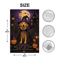 Personalized Pet Halloween Garden Flag, 12x18 Double Sided Yard Flag, Spooky Porch Decor, Custom Witch Dog Portrait, Halloween Gift