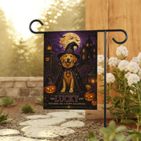 Personalized Pet Halloween Garden Flag, 12x18 Double Sided Yard Flag, Spooky Porch Decor, Custom Witch Dog Portrait, Halloween Gift
