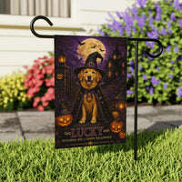 Personalized Pet Halloween Garden Flag, 12x18 Double Sided Yard Flag, Spooky Porch Decor, Custom Witch Dog Portrait, Halloween Gift