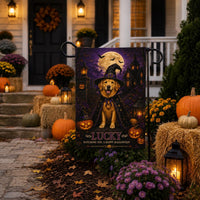 Personalized Pet Halloween Garden Flag, 12x18 Double Sided Yard Flag, Spooky Porch Decor, Custom Witch Dog Portrait, Halloween Gift