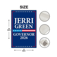 Jerri Green For Tennessee Governor 2026 Garden Flag, Double Sided, 2026 Governor Flag, Elections Flag, Race Red White & Blue Flag