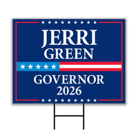 Jerri Green For Tennessee Governor 2026 Yard Sign, Corrugated Governor Elections Race Red White & Blue Yard Sign with Metal H-Stake