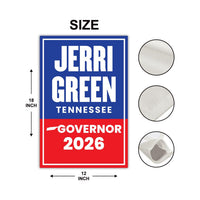 Jerri Green For Tennessee Governor 2026 Garden Flag, Double Sided, 2026 Governor Flag, Elections Flag, Race Red White & Blue Flag