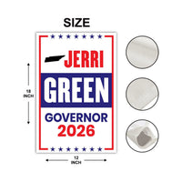 Jerri Green For Tennessee Governor 2026 Garden Flag, Double Sided, 2026 Governor Flag, Elections Flag, Race Red White & Blue Flag