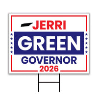 Jerri Green For Tennessee Governor 2026 Yard Sign, Corrugated Governor Elections Race Red White & Blue Yard Sign with Metal H-Stake