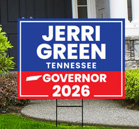 Jerri Green For Tennessee Governor 2026 Yard Sign, Corrugated Governor Elections Race Red White & Blue Yard Sign with Metal H-Stake