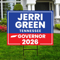 Jerri Green For Tennessee Governor 2026 Yard Sign, Corrugated Governor Elections Race Red White & Blue Yard Sign with Metal H-Stake