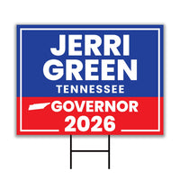 Jerri Green For Tennessee Governor 2026 Yard Sign, Corrugated Governor Elections Race Red White & Blue Yard Sign with Metal H-Stake