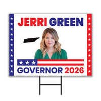 Jerri Green For Tennessee Governor 2026 Yard Sign, Corrugated Governor Elections Race Red White & Blue Yard Sign with Metal H-Stake