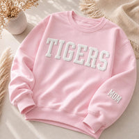 Custom Puff Print School Sweatshirt, Personalized Team Name Shirt, 3D Raised Sleeve Print Crewneck, School Spirit Hoodie, Team Spirit Wear