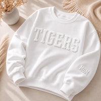 Custom Puff Print School Sweatshirt, Personalized Team Name Shirt, 3D Raised Sleeve Print Crewneck, School Spirit Hoodie, Team Spirit Wear