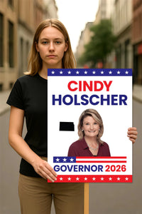 Cindy Holscher For Kansas Governor 2026 Election Sign, Democratics Party, Political Campaign Sign, Governor Election 2026 Race Poster Sign