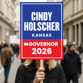 Cindy Holscher For Kansas Governor 2026 Election Sign, Democratics Party, Political Campaign Sign, Governor Election 2026 Race Poster Sign