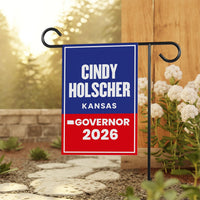 Cindy Holscher For Kansas Governor 2026 Garden Flag, Double Sided, 2026 Governor Flag, Elections Flag, Race Red White & Blue Flag
