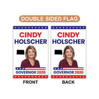 Cindy Holscher For Kansas Governor 2026 Garden Flag, Double Sided, 2026 Governor Flag, Elections Flag, Race Red White & Blue Flag