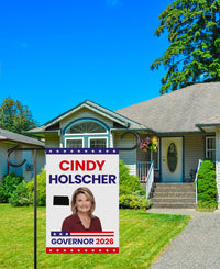 Cindy Holscher For Kansas Governor 2026 Garden Flag, Double Sided, 2026 Governor Flag, Elections Flag, Race Red White & Blue Flag