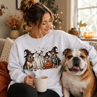 Halloween English Bulldog Sweatshirt, Spooky Dog Crewneck, Ghost Witch Bulldog Shirt, Pumpkin Pet Lover Outfit, Halloween Gift for Dog Mom