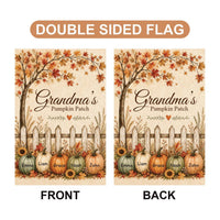 Personalized Mimi's Pumpkin Patch Garden Flag, 12x18 Double Sided Yard Flag, Fall Garden Decor, Grandkids Name Porch Decor, Autumn Gift
