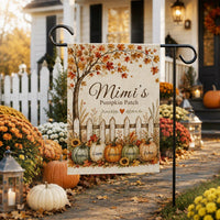 Personalized Mimi's Pumpkin Patch Garden Flag, 12x18 Double Sided Yard Flag, Fall Garden Decor, Grandkids Name Porch Decor, Autumn Gift