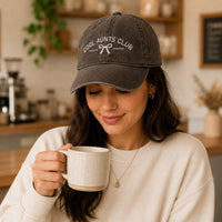 Personalized Cool Aunt Embroidered Hat, Custom Cool Aunts Club Bow Cap, Low Profile Dad Hat, Aunt Birthday Gift, Family Matching Gift