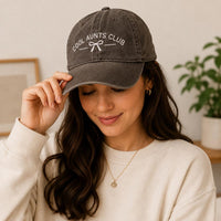 Personalized Cool Aunt Embroidered Hat, Custom Cool Aunts Club Bow Cap, Low Profile Dad Hat, Aunt Birthday Gift, Family Matching Gift