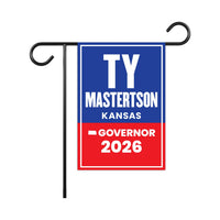 Ty Masterson For Kansas Governor 2026 Garden Flag, Double Sided, 2026 Governor Flag, Elections Flag, Race Red White & Blue Flag