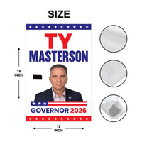 Ty Masterson For Kansas Governor 2026 Garden Flag, Double Sided, 2026 Governor Flag, Elections Flag, Race Red White & Blue Flag
