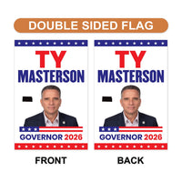 Ty Masterson For Kansas Governor 2026 Garden Flag, Double Sided, 2026 Governor Flag, Elections Flag, Race Red White & Blue Flag