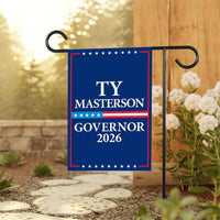 Ty Masterson For Kansas Governor 2026 Garden Flag, Double Sided, 2026 Governor Flag, Elections Flag, Race Red White & Blue Flag