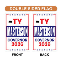Ty Masterson For Kansas Governor 2026 Garden Flag, Double Sided, 2026 Governor Flag, Elections Flag, Race Red White & Blue Flag