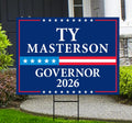 Ty Masterson For Kansas Governor 2026 Yard Sign, Corrugated Plastic Governor Elections, Race Red White & Blue Yard Sign with Metal H-Stake