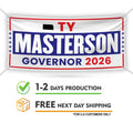 Ty Masterson For Kansas U.S. Governor Banner Sign, 13 oz Waterproof US Governor Election 2026, Vinyl Banner With Metal Grommets
