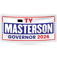 Ty Masterson For Kansas U.S. Governor Banner Sign, 13 oz Waterproof US Governor Election 2026, Vinyl Banner With Metal Grommets
