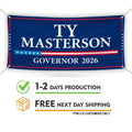 Ty Masterson For Kansas U.S. Governor Banner Sign, 13 oz Waterproof US Governor Election 2026, Vinyl Banner With Metal Grommets