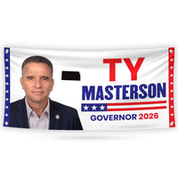 Ty Masterson For Kansas U.S. Governor Banner Sign, 13 oz Waterproof US Governor Election 2026, Vinyl Banner With Metal Grommets
