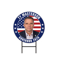 Ty Masterson For Kansas Governor 2026 Yard Sign, Corrugated Plastic Governor Elections, Race Red White & Blue Yard Sign with Metal H-Stake