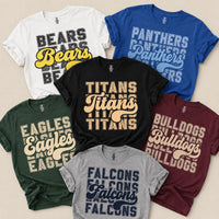 Personalized School Mascot Shirt, Custom Team Name Tee, Retro Varsity Mascot T-Shirt, Game Day School Spirit Apparel, Custom Team Gift