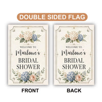 Personalized Bridal Shower Garden Flag, 12x18 Double Sided, Personalized Welcome Sign, Hydrangea Outdoor Party Decor, Wedding Gift