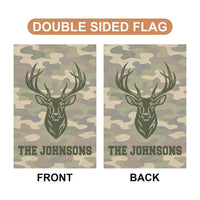Personalized Deer Garden Flag, 12x18 Double Sided Yard Flag, Rustic Camo Hunting Cabin Decor, Custom Family Decor, Gift for Family