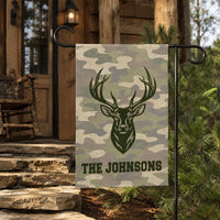 Personalized Deer Garden Flag, 12x18 Double Sided Yard Flag, Rustic Camo Hunting Cabin Decor, Custom Family Decor, Gift for Family